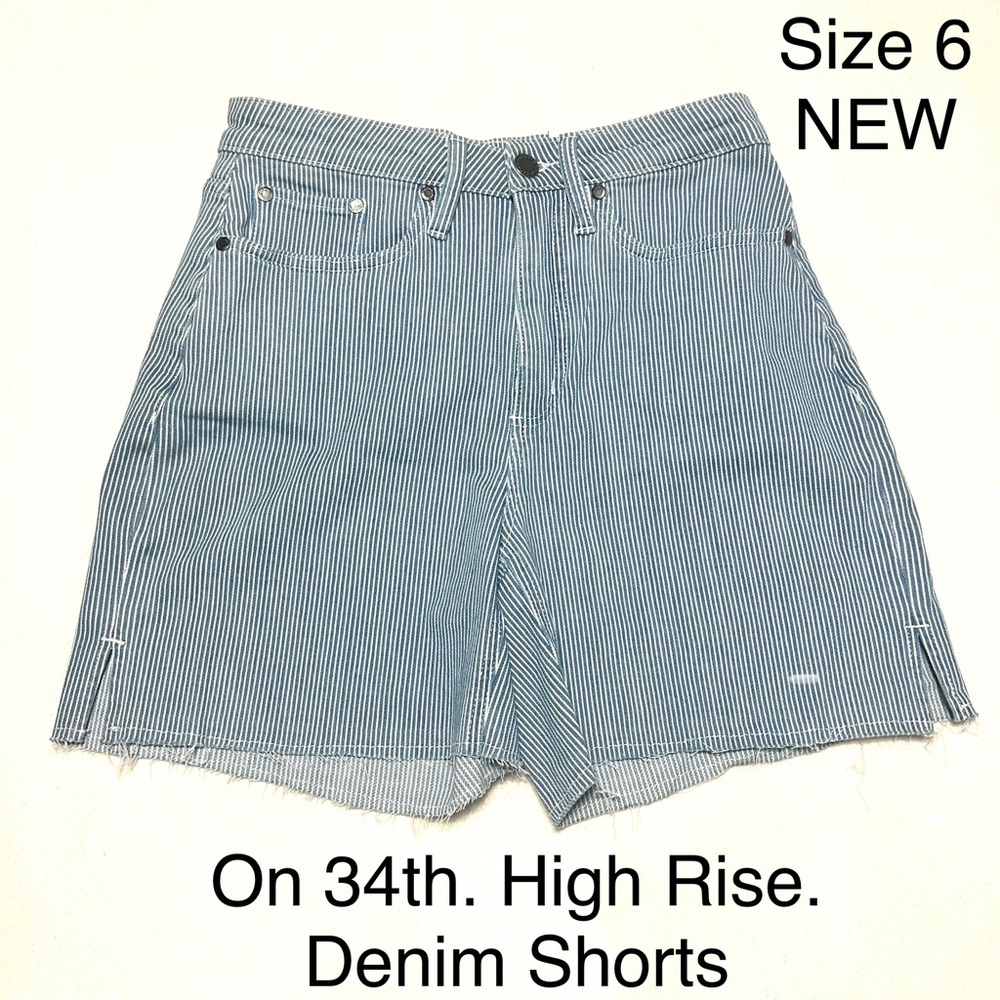 NWT 6 High Rise Striped Denim Shorts Spring Summer